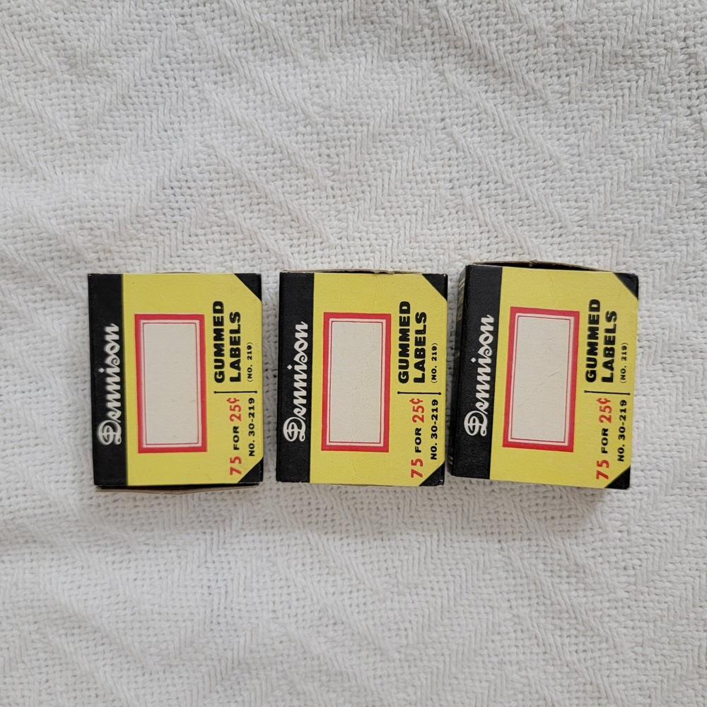 Vintage Dennison‎ Gummed Labels No. 219 30-219 Red Border 3 Boxes FULL New READ